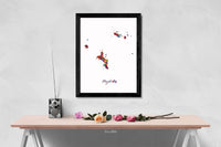 Seychelles Map Watercolor Print Seychelles Island Wall Art Wedding Gift Honeymoon Gift Map Wall Hanging Map Art Gift Home Wall Decor-2105
