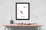 Seychelles Map Watercolor Print Seychelles Island Wall Art Wedding Gift Honeymoon Gift Map Wall Hanging Map Art Gift Home Wall Decor-2105