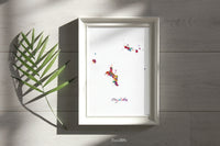 Seychelles Map Watercolor Print Seychelles Island Wall Art Wedding Gift Honeymoon Gift Map Wall Hanging Map Art Gift Home Wall Decor-2105