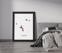 Seychelles Map Watercolor Print Seychelles Island Wall Art Wedding Gift Honeymoon Gift Map Wall Hanging Map Art Gift Home Wall Decor-2105