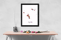 Seychelles Map Watercolor Print Seychelles Island Wall Art Wedding Gift Honeymoon Gift Map Wall Hanging Map Art Gift Home Wall Decor-2105