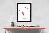 Seychelles Map Watercolor Print Seychelles Island Wall Art Wedding Gift Honeymoon Gift Map Wall Hanging Map Art Gift Home Wall Decor-2105