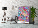 Glasgow Map Print, Watercolor Art Print, Glasgow Street Map, Travel Decor, Wanderlust, Map Art, Wall Hanging, Scotland Street Map-885
