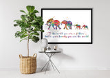 Elephant Family Mom Dad and Two Baby Watercolor Print Father Quote Art Gift Family Print Wall Art Home Decor Housewarming Gift Nursery-2113