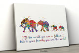 Elephant Family Mom Dad and Two Baby Watercolor Print Father Quote Art Gift Family Print Wall Art Home Decor Housewarming Gift Nursery-2113