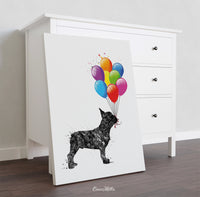 French Bulldog with Balloons Watercolor Dog Print Frenchie Dog Bouledogue Francais Art Gift Pet Dog Love Memorial Gift Poster Dog Art-2117