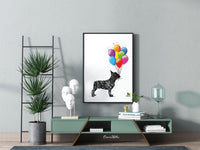 French Bulldog with Balloons Watercolor Dog Print Frenchie Dog Bouledogue Francais Art Gift Pet Dog Love Memorial Gift Poster Dog Art-2117