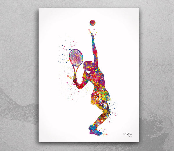 Tennis Player Girl Watercolor Print Female Tennis Gift Art Wall Art Wall Decor Tennis Player Woman Home Decor Girl Room Sport Wall Art-2074