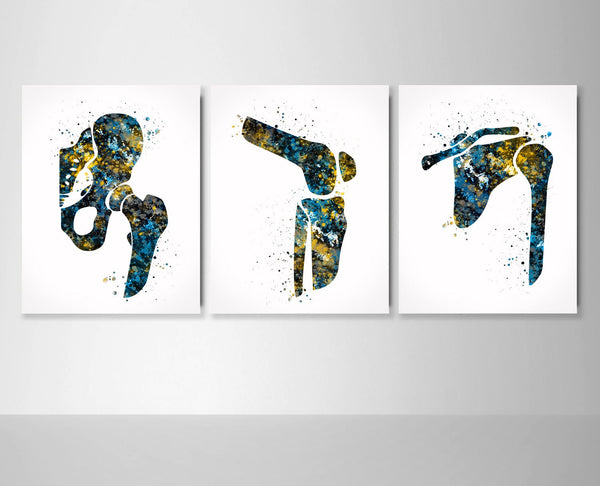 Orthopedic Decor Watercolor Print Set Hip Joint Knee Shoulder Set Bone Anatomy Medical Art Physical Therapy Chiropractor Office Decor-2126