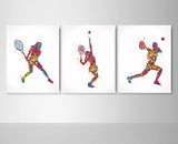 Tennis Player Girl Set of 3 Watercolor Tennis Player Girl Woman Female Sports Girl Room Decor Tennis Gift Poster Wall Art Wall Decor-2078