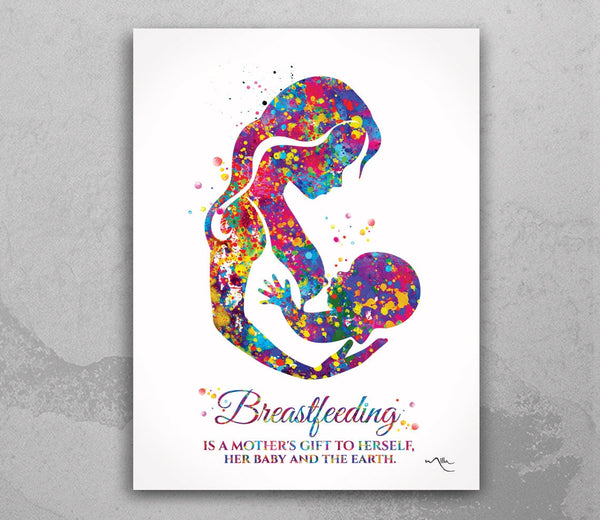 Breastfeeding Mother Quote Watercolor Print Mom Newborn Doula Pregnancy Obstetrician Nursing Baby Shower New Mum Clinic Midwife Gift-1586