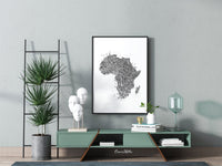 Africa Map Fingerprint Watercolor Print Art Print Wedding Gift Hometown Poster Homesick African Wall Decor Art Home Decor Wall Hanging-2080