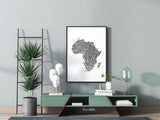 Africa Map Fingerprint Watercolor Print Art Print Wedding Gift Hometown Poster Homesick African Wall Decor Art Home Decor Wall Hanging-2080