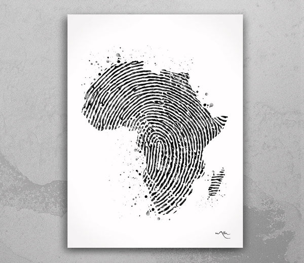 Africa Map Fingerprint Watercolor Print Art Print Wedding Gift Hometown Poster Homesick African Wall Decor Art Home Decor Wall Hanging-2080