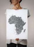 Africa Map Fingerprint Watercolor Print Art Print Wedding Gift Hometown Poster Homesick African Wall Decor Art Home Decor Wall Hanging-2080