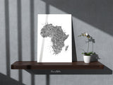 Africa Map Fingerprint Watercolor Print Art Print Wedding Gift Hometown Poster Homesick African Wall Decor Art Home Decor Wall Hanging-2080