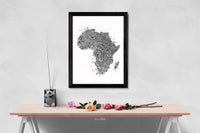 Africa Map Fingerprint Watercolor Print Art Print Wedding Gift Hometown Poster Homesick African Wall Decor Art Home Decor Wall Hanging-2080