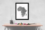Africa Map Fingerprint Watercolor Print Art Print Wedding Gift Hometown Poster Homesick African Wall Decor Art Home Decor Wall Hanging-2080