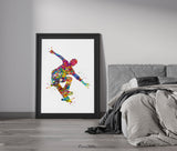 Skateboard Watercolor Print Skateboarder Street Sport Decor Wall Art Wall Decor Teen Boy Room Decor Nursery Skateboarding Wall Art-2128