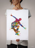 Skateboard Watercolor Print Skateboarder Street Sport Decor Wall Art Wall Decor Teen Boy Room Decor Nursery Skateboarding Wall Art-2128