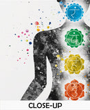 Chakras Watercolor Print Yogi Yoga Mediation Mindfulness Yoga Studio Meditating Woman Yoga Girl Female Wall Decor Spiritual Wall Art-2086