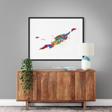 Anguilla Map Watercolor Print Caribbean Islands Map Wall Art Wedding Gift Honeymoon Gift Map Wall Hanging Travel Gift Home Wall Decor-423