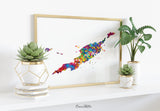 Anguilla Map Watercolor Print Caribbean Islands Map Wall Art Wedding Gift Honeymoon Gift Map Wall Hanging Travel Gift Home Wall Decor-423