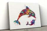 Dolphin Watercolor Print Mother and Baby Gift Baby Shower Housewarming Gift Wall Art Poster Dolphins Wall Decor Nursery Wall Art Hanging-754