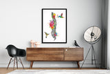 Spine Flowers and Birds Watercolor Print Spine Anatomy Medical Art Chiropractor Neurology Neurologist Physical Therapy Clinic Office-1359