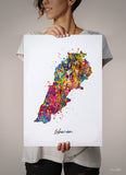 Lebanon Map Watercolor Print Art Print Wedding Gift Hometown Poster Beirut Wall Decor Art Home Decor Middle East Decor Wall Hanging-2101