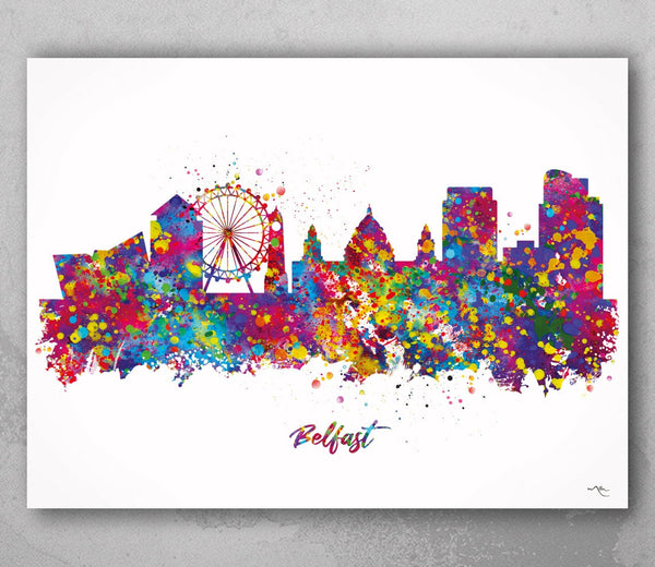 Belfast Skyline Watercolor Print Northern Ireland Wall Art Cityscape Poster Wall Decor Art Home Decor Housewarming Wall Hanging-2107