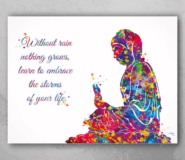 Buddha Quote Rain Watercolor Print Wall Art Poster Buddhism Meditation Wall Decor Art Home Religion Decor Wall Hanging Zen Yoga Poster-875