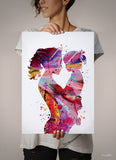Mother and Daughter PINK Watercolor Print Mother and Baby Parent Love Children Family with Kids Birthday New Mum Baby Shower Nursery Gift-32