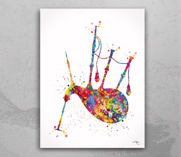 Bagpipe Watercolor Print Scottish Music Instrument Wall Art Poster Wall Decor Music Decor Bagpipe Player Scotland Gift Wall Hanging-143