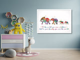 Elephant Family Mom Dad and Two Baby Watercolor Print Father Quote Art Gift Family Print Wall Art Home Decor Housewarming Gift Nursery-2113