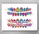 Tooth Bracelet Dentist Art Watercolor Print Tooth Teeth Anatomical Dental Office Dentistry Dental Art Implant Orthodontic Orthodontist-1652