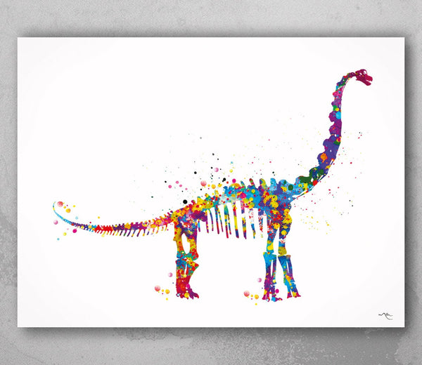 Brontosaurus Dinosaur Skeleton Dino Watercolor Print Boy Gift Art Print For Kids Nursery Wall Art Kids Decor  Home Decor Wall Hanging-1126