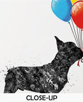 French Bulldog with Balloons Watercolor Dog Print Frenchie Dog Bouledogue Francais Art Gift Pet Dog Love Memorial Gift Poster Dog Art-2117