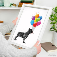 French Bulldog with Balloons Watercolor Dog Print Frenchie Dog Bouledogue Francais Art Gift Pet Dog Love Memorial Gift Poster Dog Art-2117