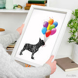 French Bulldog with Balloons Watercolor Dog Print Frenchie Dog Bouledogue Francais Art Gift Pet Dog Love Memorial Gift Poster Dog Art-2117