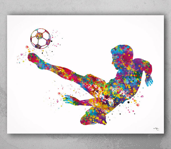Soccer Player Man Watercolor Print Running Soccer Boy Nursery Football Male Poster Wall Art Wall Decor Boys Room Decor Sport Wall Art-2124