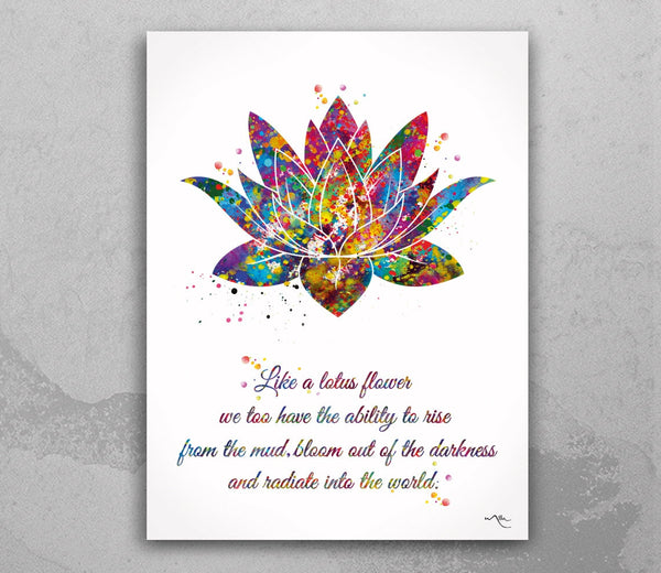 Lotus Quote Watercolor Print Nice Quote Gift Poster Yoga Studio Relaxation Housewarming Inspirational Wall Art Motivational Quote Art-1489
