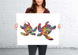Sea Turtle Couple Watercolor Print Sea Themed Art Print Housewarming Gift Wall Art Poster Nursery Nautical Coastal Decor Wall Hanging-64
