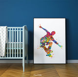 Skateboard Watercolor Print Skateboarder Street Sport Decor Wall Art Wall Decor Teen Boy Room Decor Nursery Skateboarding Wall Art-2128