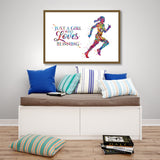 Runner Girl Watercolor Print Runner Female Woman Just A Girl Who Loves Running Quote Poster Sport Running Gift for Runners Wall Art-2159