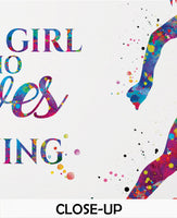 Runner Girl Watercolor Print Runner Female Woman Just A Girl Who Loves Running Quote Poster Sport Running Gift for Runners Wall Art-2159