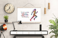 Runner Girl Watercolor Print Runner Female Woman Just A Girl Who Loves Running Quote Poster Sport Running Gift for Runners Wall Art-2159