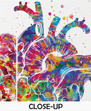 Heart and Brain Watercolor Print Medical Art Science Art Geek Nerd Neurology Wall Art Artistic Brain Left Right Brain Poster Wall Decor-733