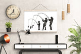 Fishing Family Watercolor Print Mom Dad and Son Fishing Poster Housewarming Gift Wall Art Father Mother and Son Gift Grey Nursery Decor-2172