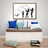 Fishing Family Watercolor Print Mom Dad and Son Fishing Poster Housewarming Gift Wall Art Father Mother and Son Gift Grey Nursery Decor-2172